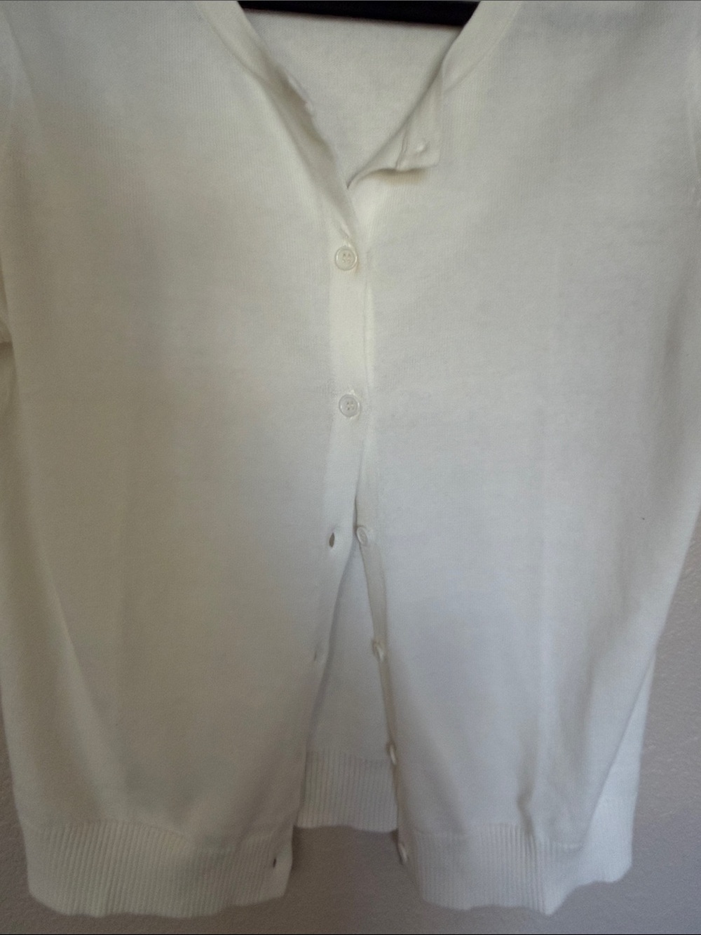 Classic Short-Sleeve Button Cardigan - Off White - Picture 3 of 6